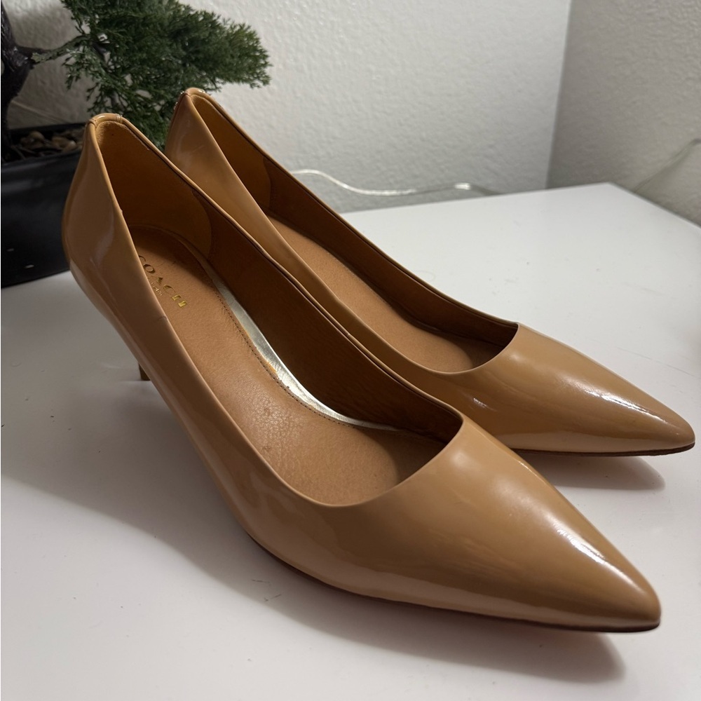 Coach Nude Pointed-Toe Leather Pump - Picture 2 of 7